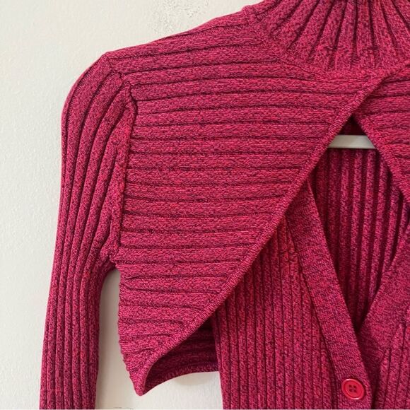 Ronny Kobo Garner Knit Top Ribbed Sweater Set Two Piece Shrug fuchsia multi XS - Picture 6 of 16